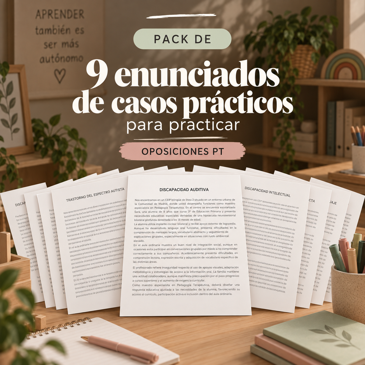 Pack de enunciados de casos prácticos para oposiciones PT