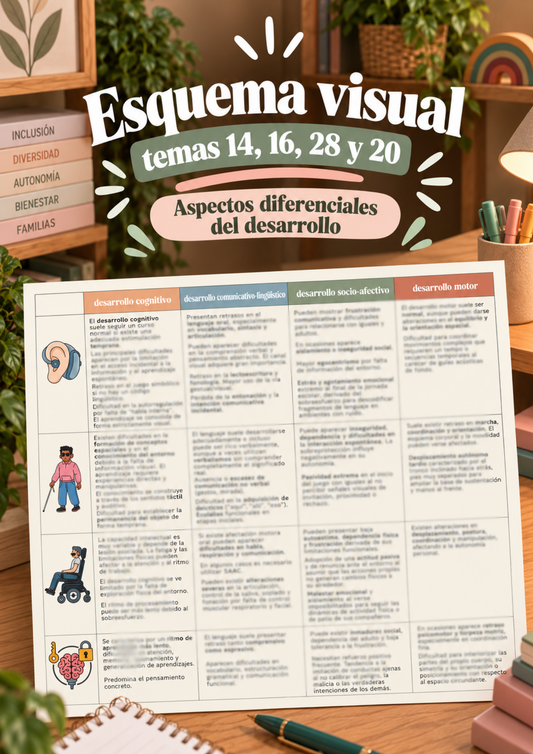Aspectos diferenciales del desarrollo: esquema visual (temas 14, 16, 28 y 20)
