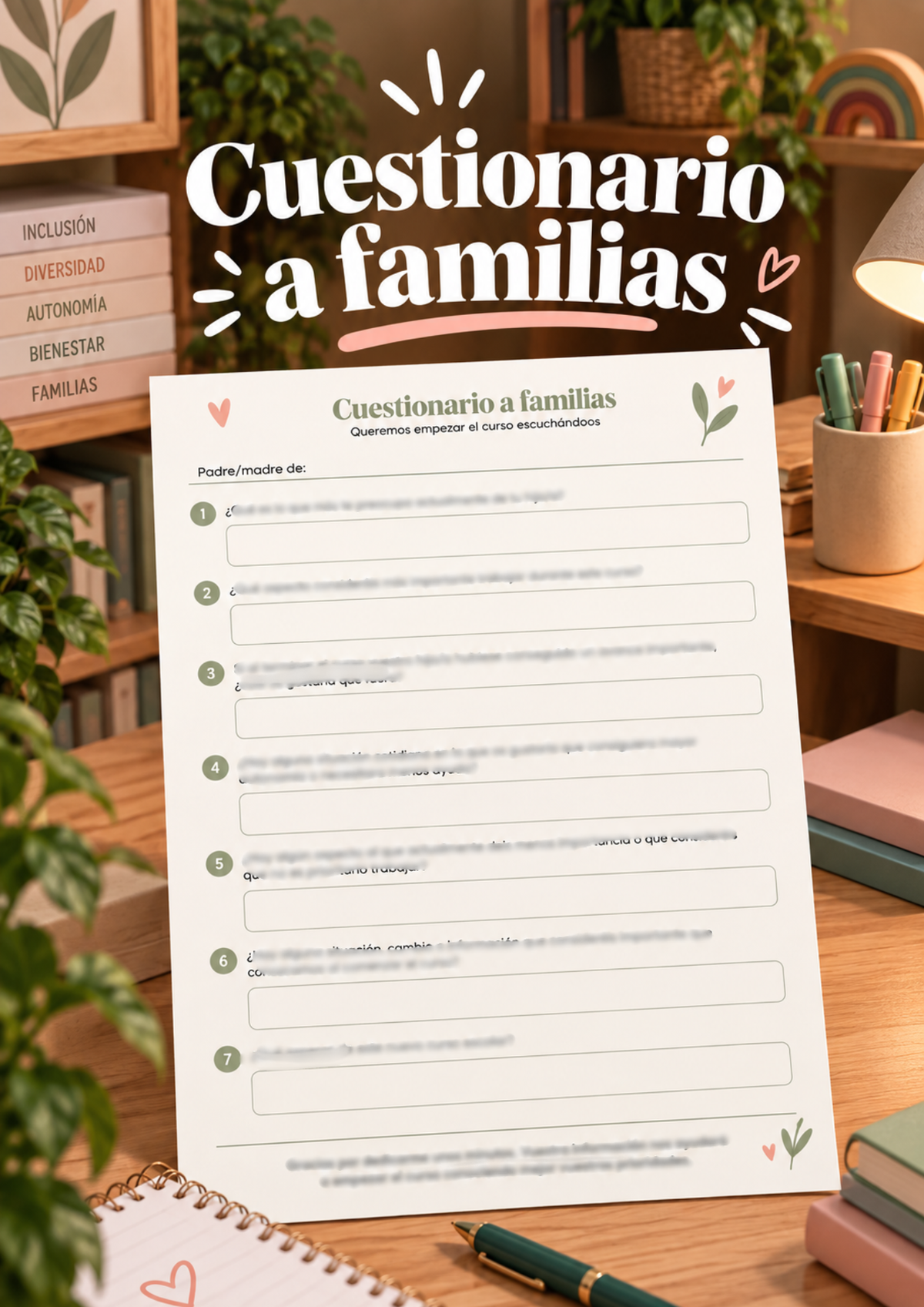 Cuestionario de bienvenida para familias